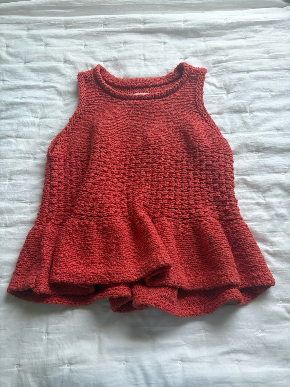 Pilcro Women’s  Peplum Knit Tank Top - Rust Red